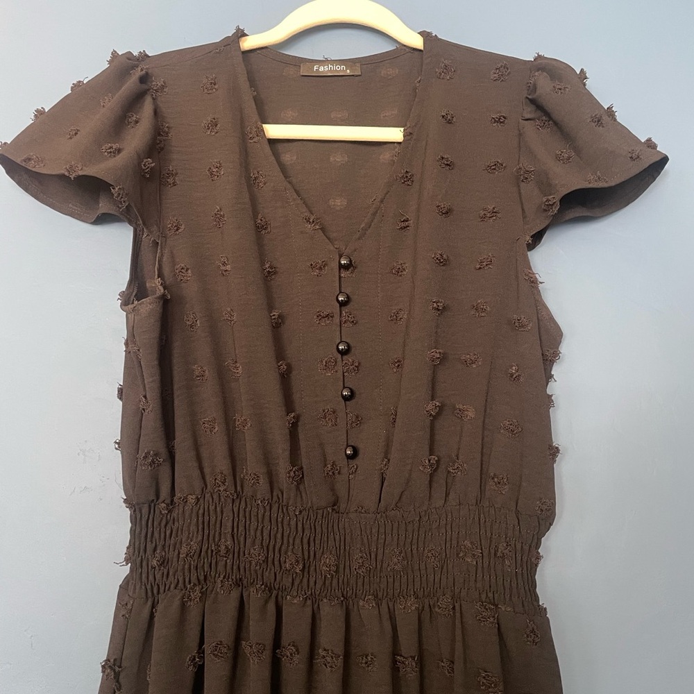 PrettyGarden Swiss Dot Black Maxi Dress - Picture 6 of 9